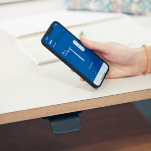 LINAK Desk Connect app paired to DPI sensor with built-in anti-collision